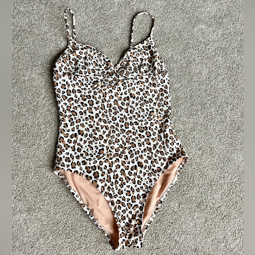 JCREW Leopard v-neck cross sweetheart one piece swimsuit